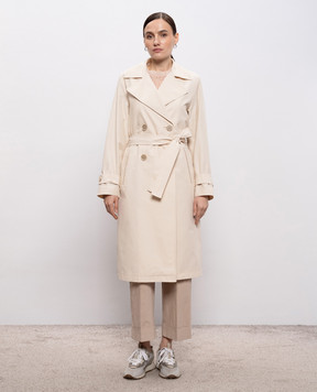 Peserico Beige trench coat with monil chain A25133A07306