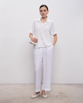 Peserico White linen top with polo collar S06430J002707