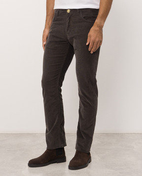 Stefano Ricci Brown corduroy pants with logo patch MST63B0020T0231