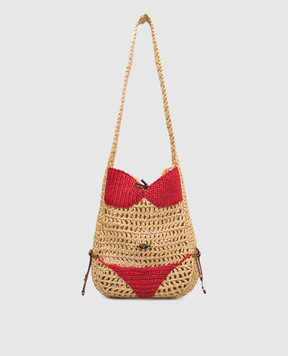 PUCCI Beige Puccinella woven bag with logo plate 6HBC356H026
