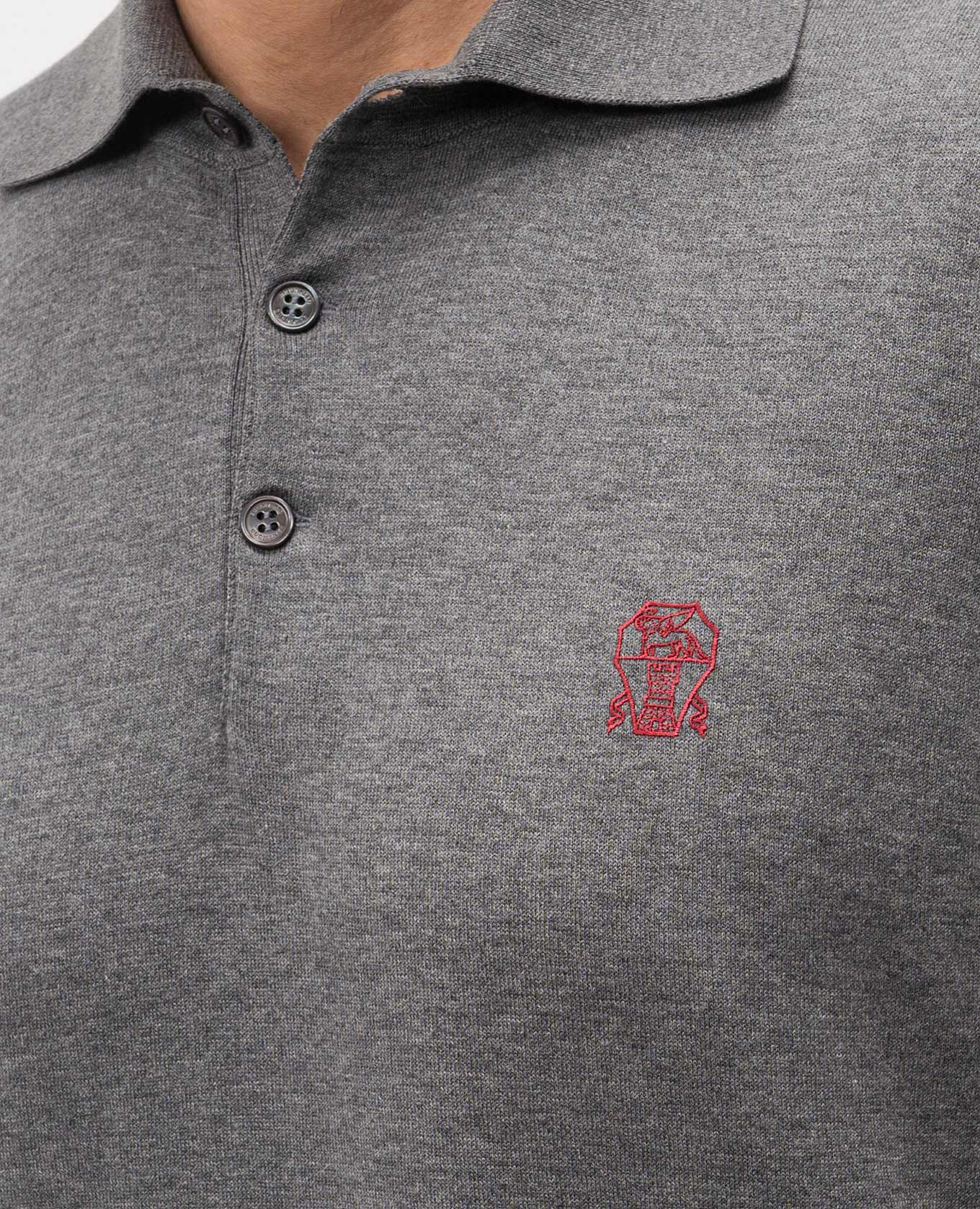 

Grey polo with logo emblem Brunello Cucinelli