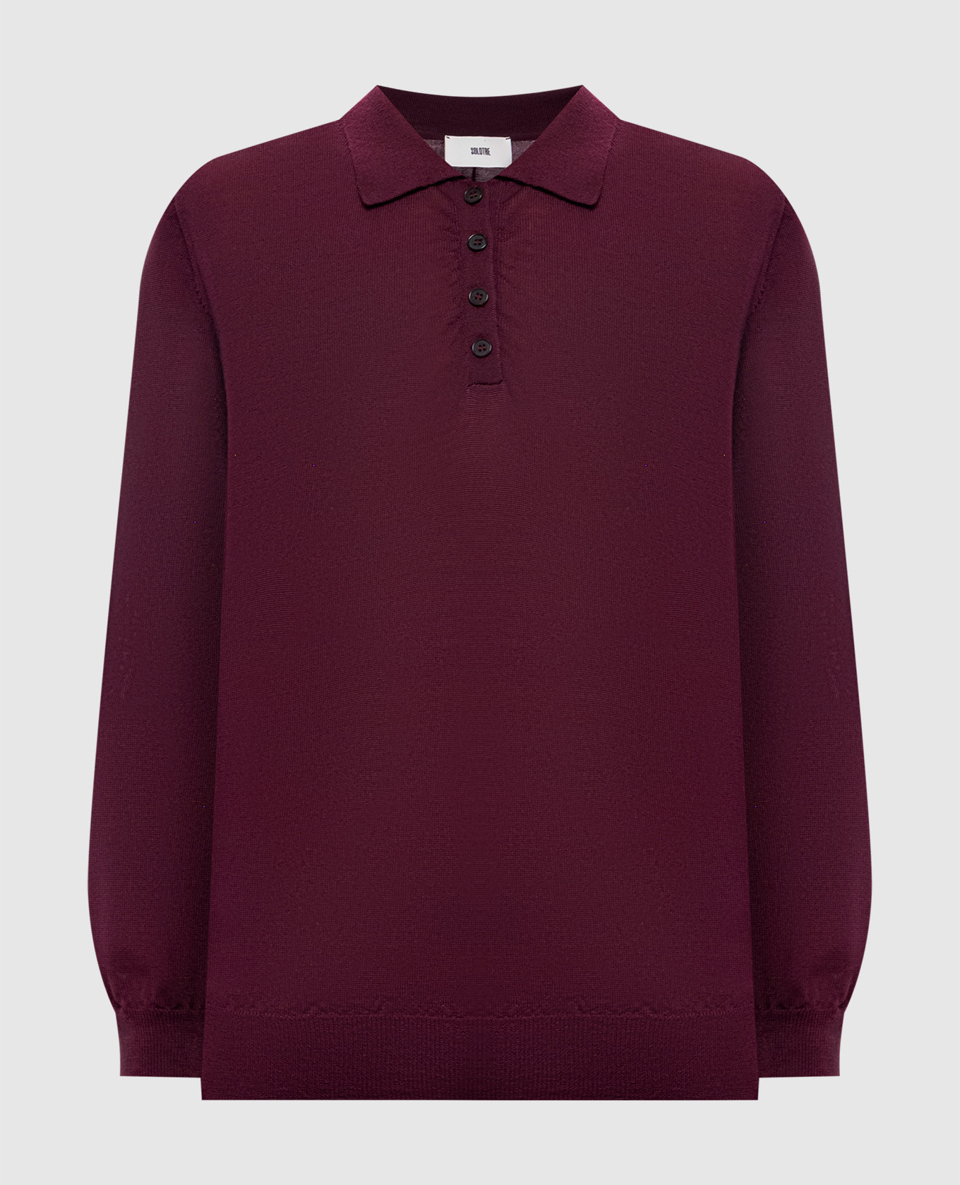 Burgundy wool polo shirt with logo embroidery