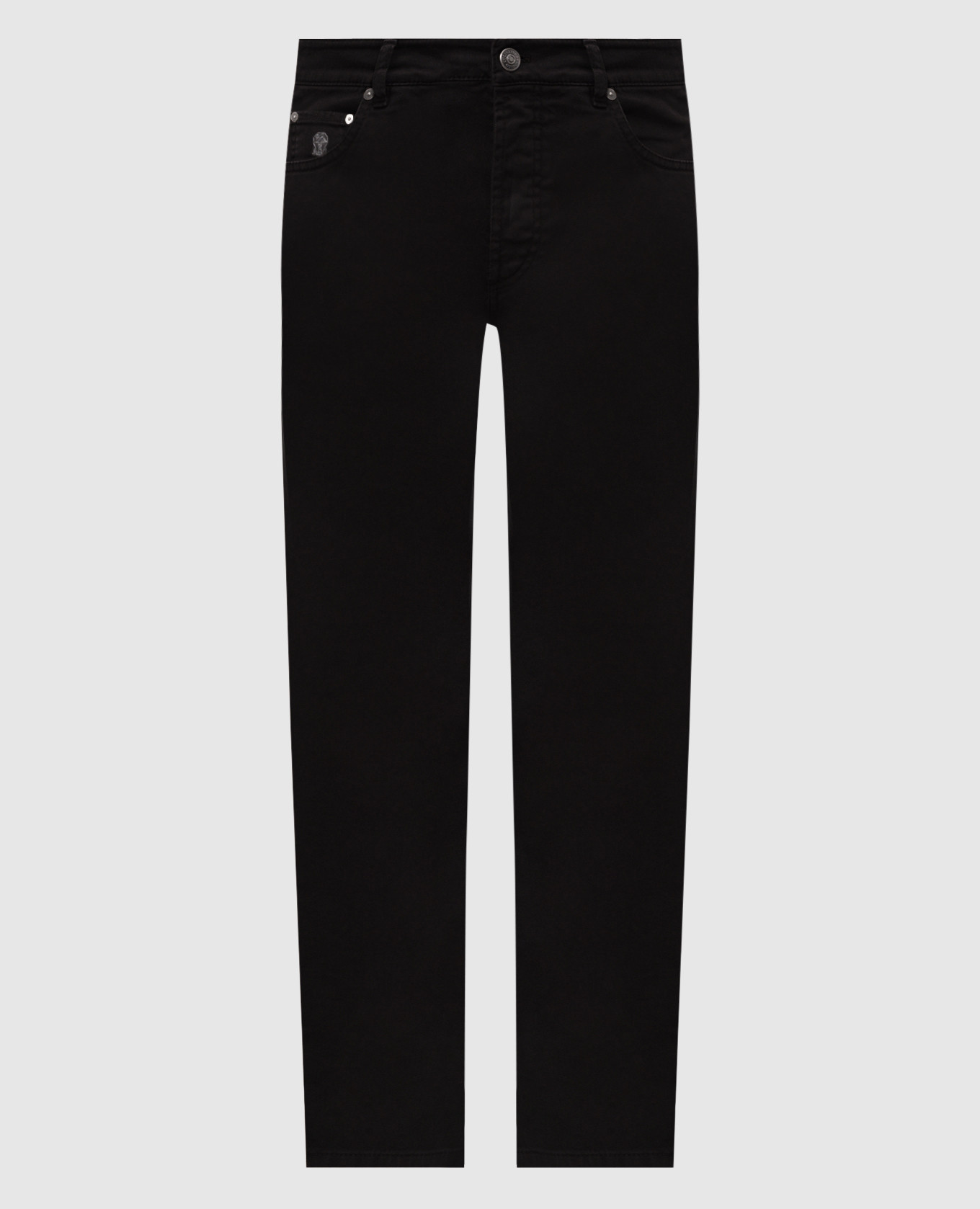 Black jeans with logo patch