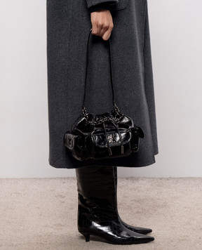 Off-White Dumbo black glossy leather pouch bag OWWMY01F26LT01