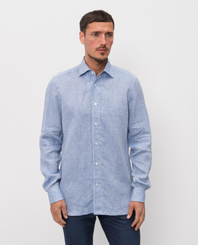 Enrico Mandelli Blue linen shirt CUBANA5701