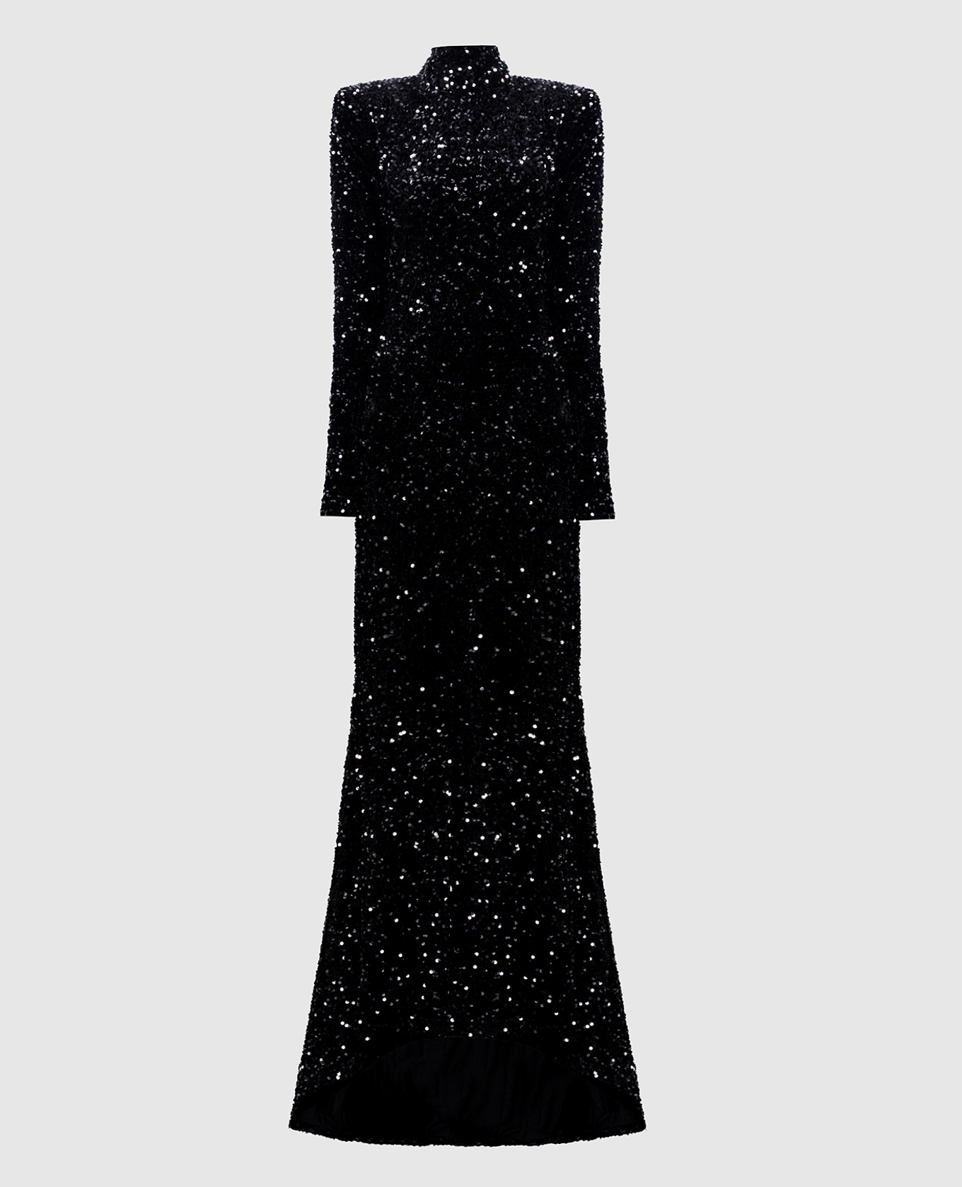 Black velour maxi dress with sequins