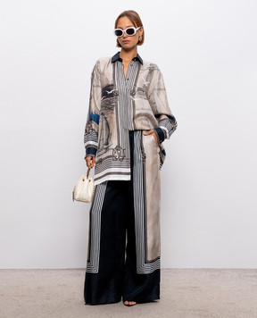 Max Mara Beige printed silk long blouse MXMTEGLIA