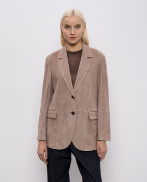 Brunello Cucinelli Beige suede jacket MPCAI7366