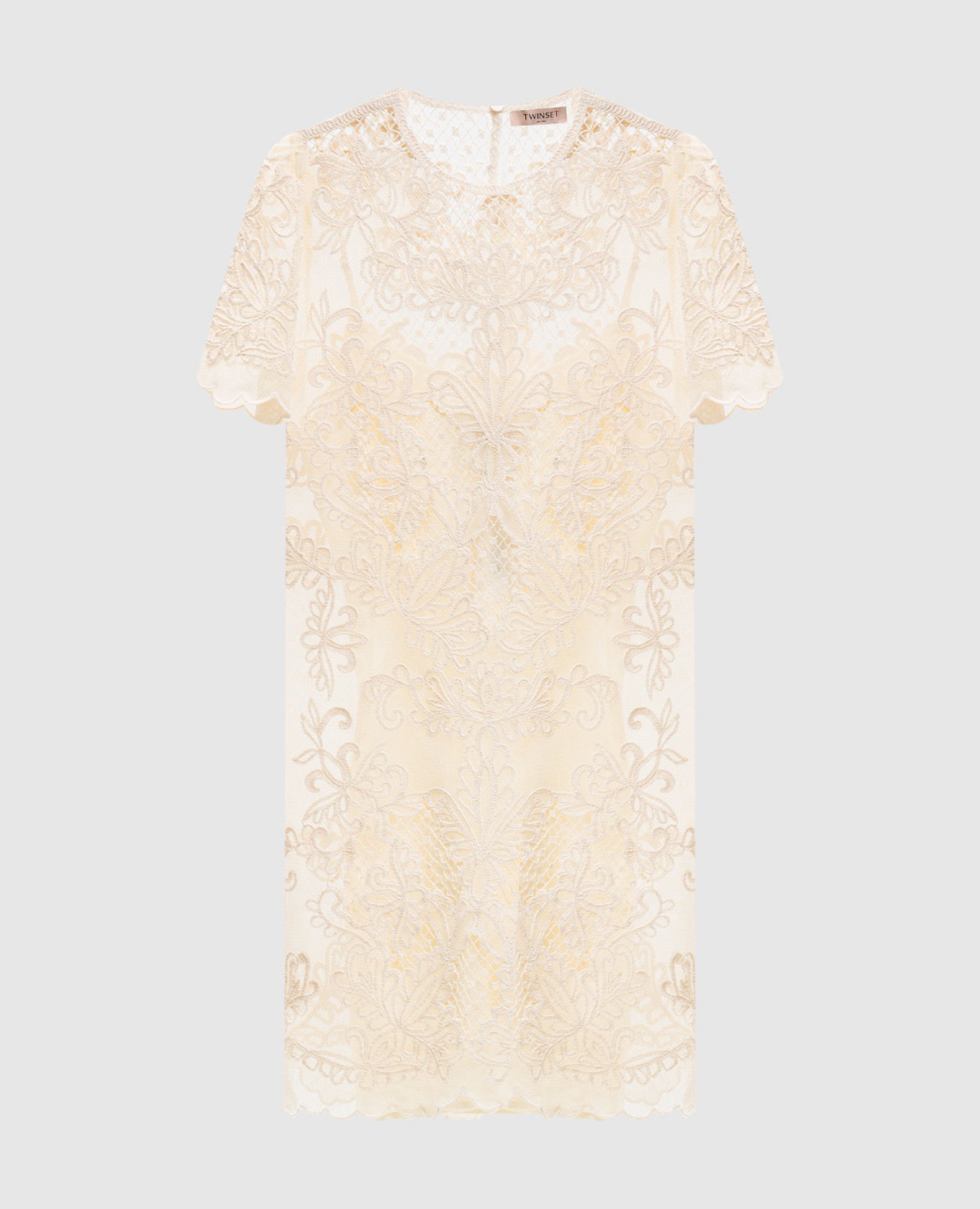 Beige mini dress with embroidery