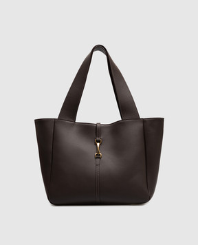 Christian Villa Dark brown leather tote bag 06683