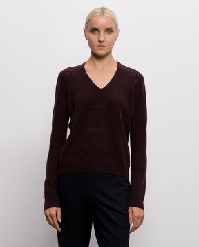 Twinset Brown wool pullover with pattern 262AP3021