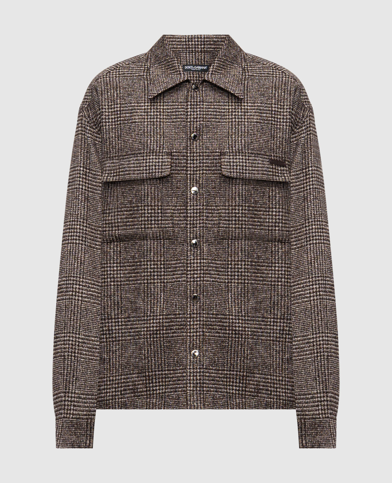

Brown alpaca wool check shirt Dolce&Gabbana
