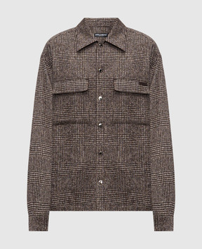 Dolce&Gabbana Brown alpaca wool check shirt G5MM6TFQMKD