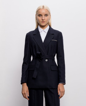 Peserico Blue wool and cashmere jacket A01747A03358