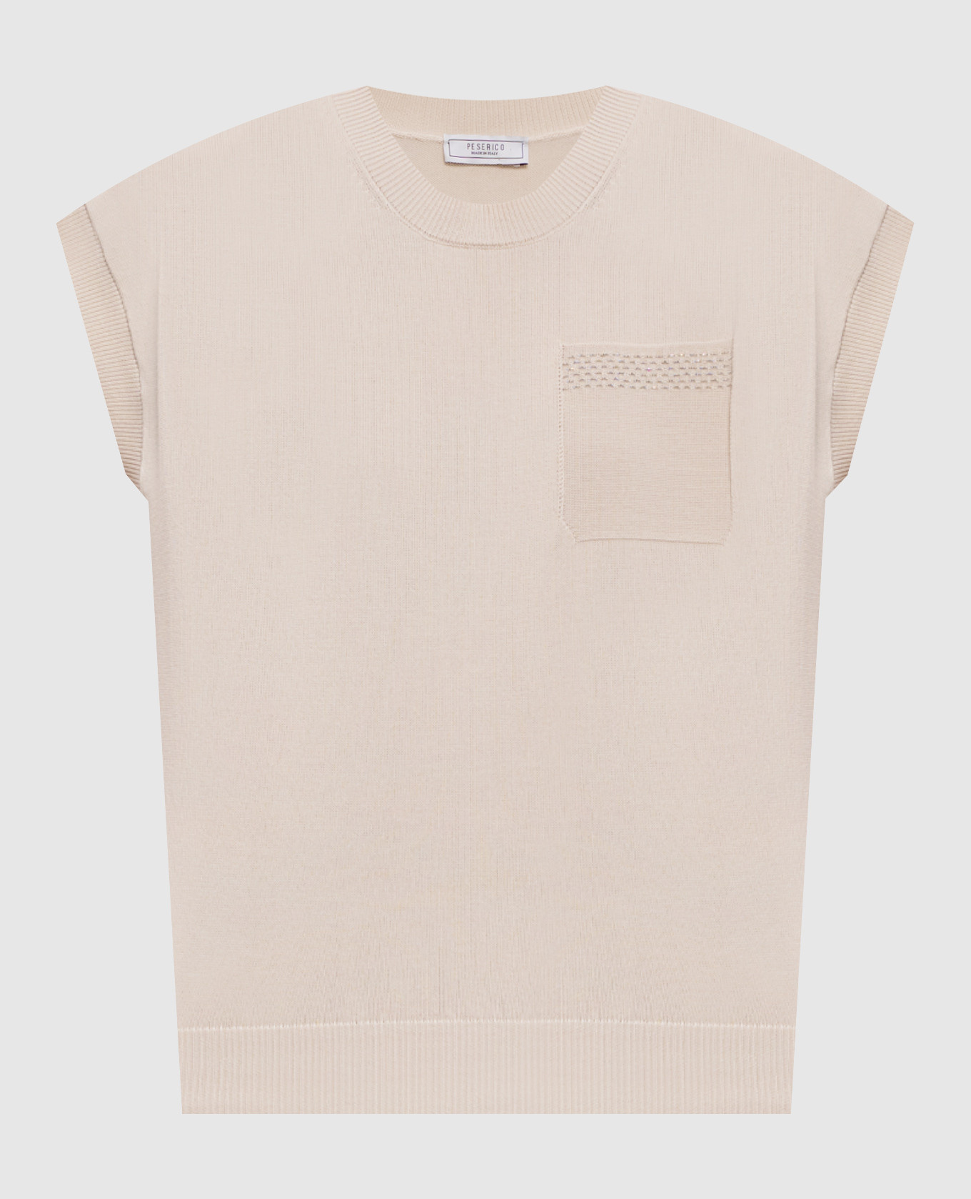 Beige top with monil chain