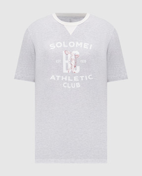 Brunello Cucinelli Grey melange T-shirt with branded print M0B131001G