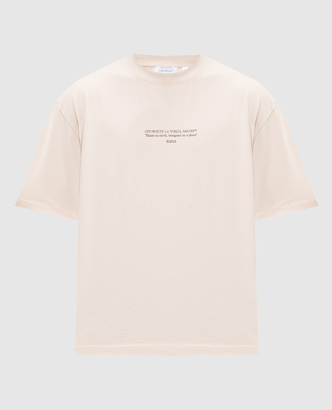 Beige T-shirt with logo print