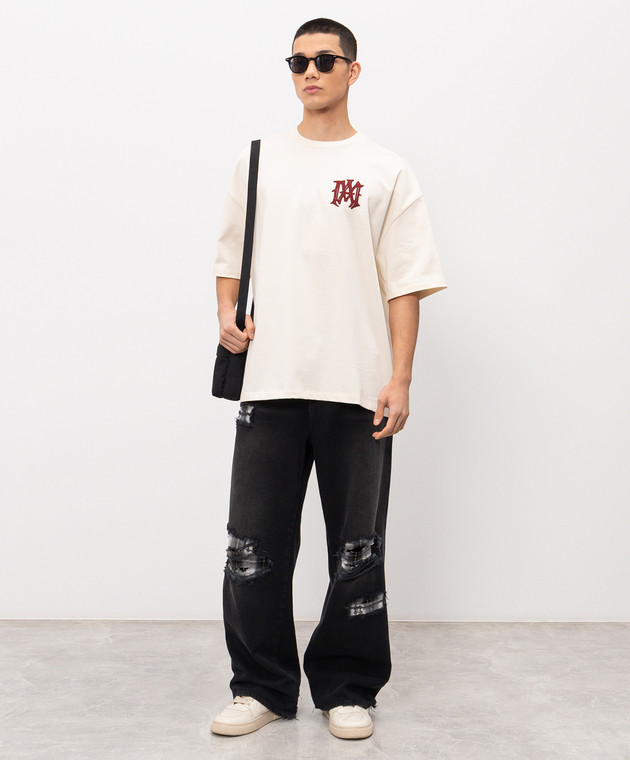 AMIRI - Beige T-shirt with logo patch AMTOJR1056 - shop with Malta