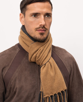 Stefano Ricci Reversible cashmere scarf with fringe K606040SCIF26305
