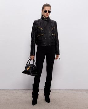Balmain Black leather jacket HF1TD250LE37