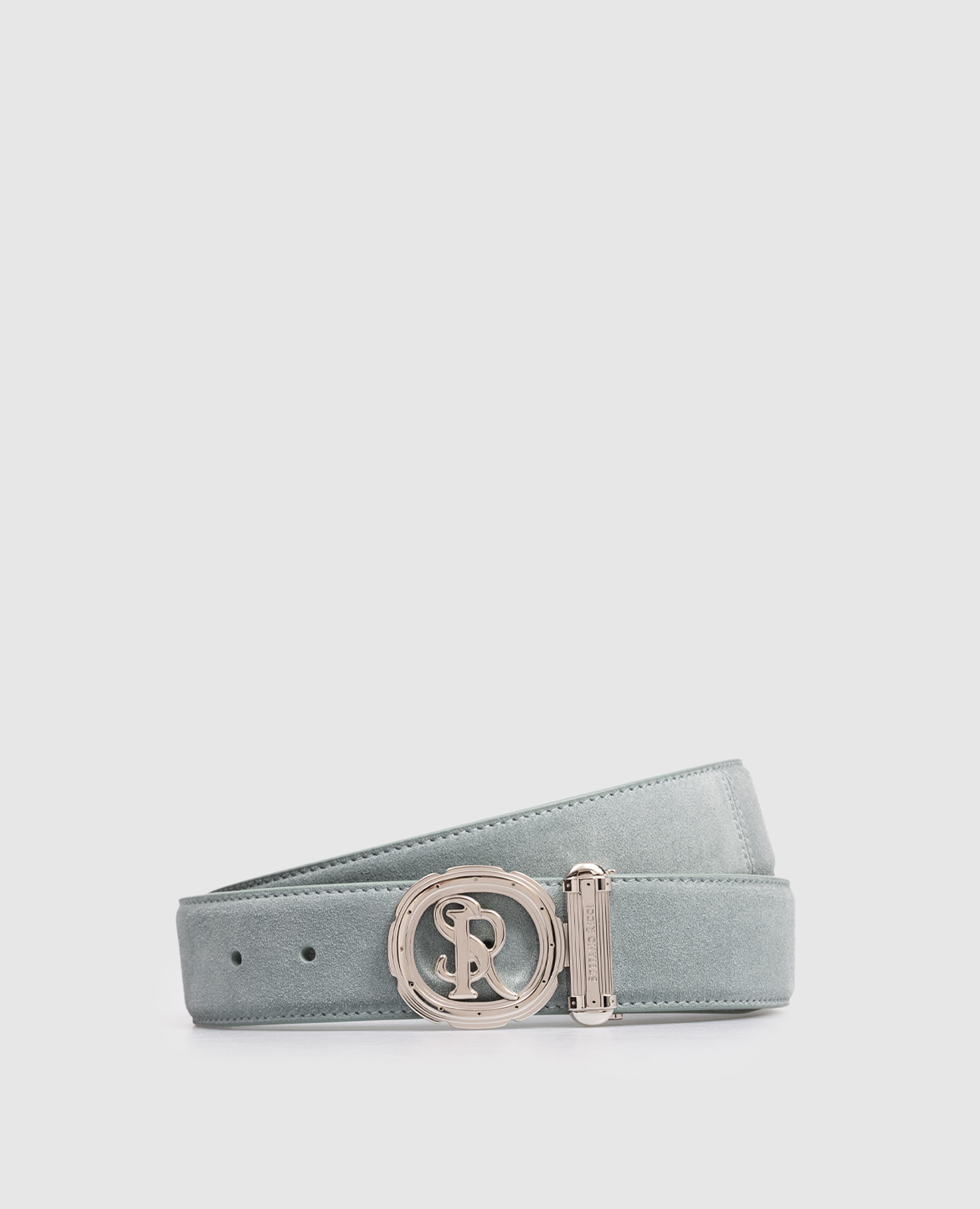 Green suede belt with monogram logo