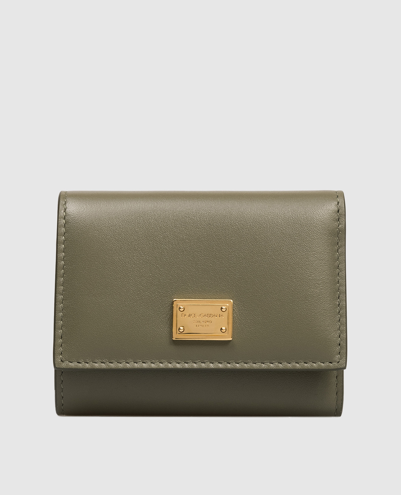 

Khaki leather wallet with logo Dolce&Gabbana