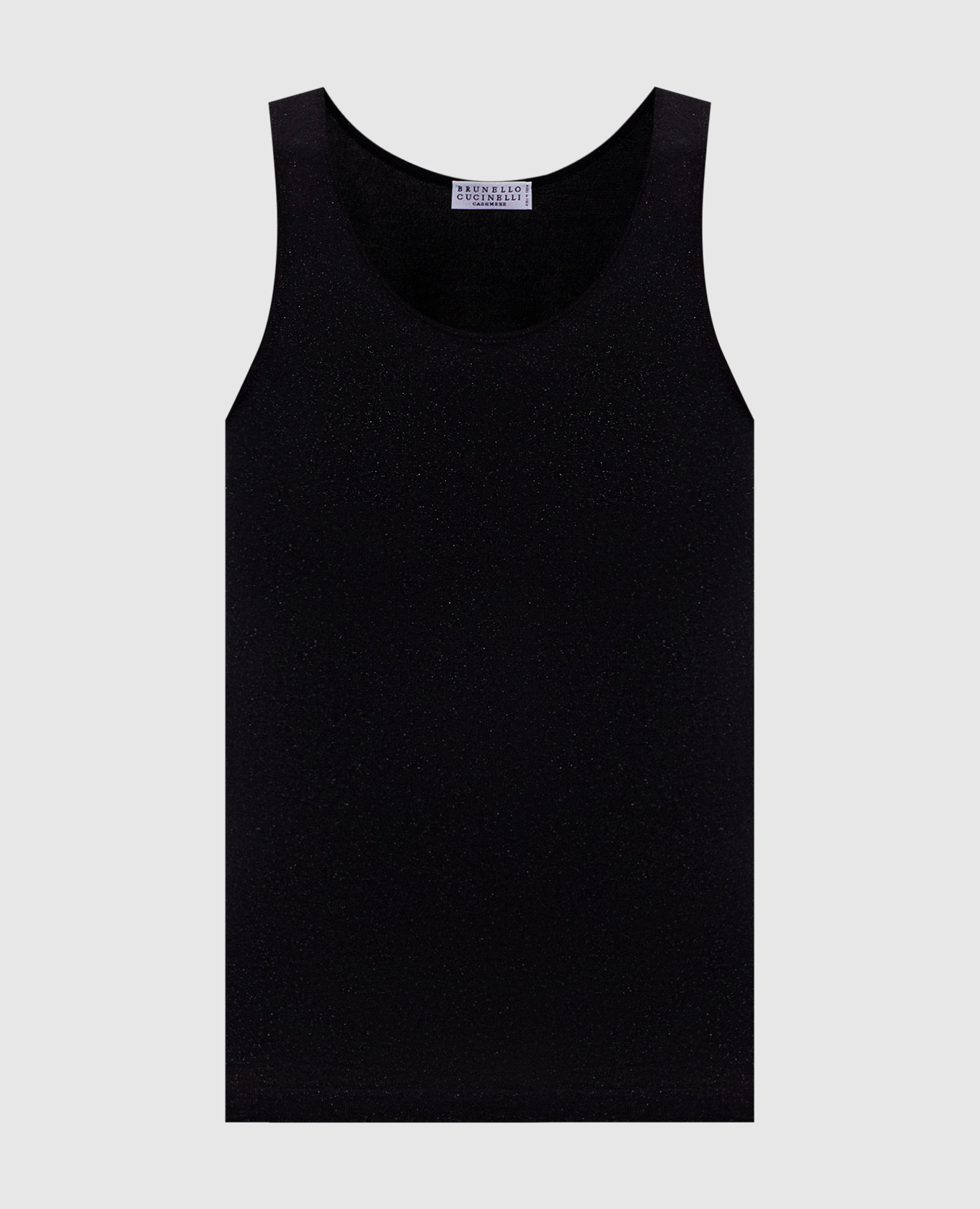 Black cashmere and silk lurex tank top