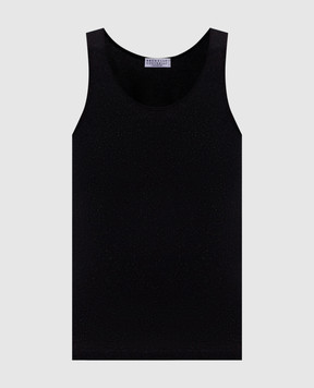 Brunello Cucinelli Black cashmere and silk lurex tank top M41848600