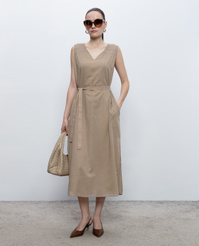 Peserico Beige dress with monil chain S02235L10A00481