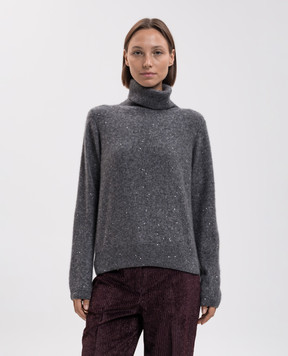 Allude Gray cashmere and silk sweater with sequins 26577102
