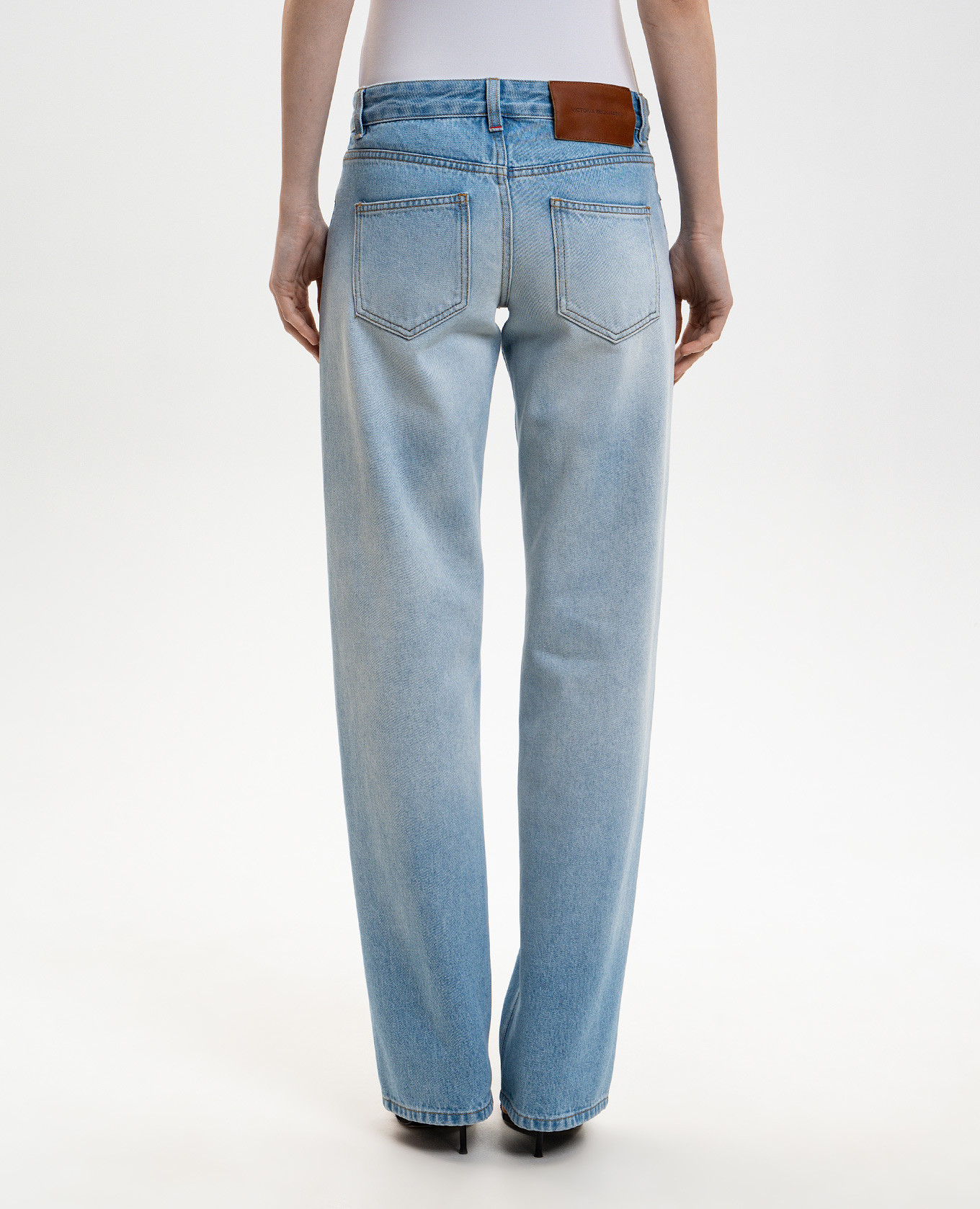 

Blue jeans with logo patch Victoria Beckham, Light blue