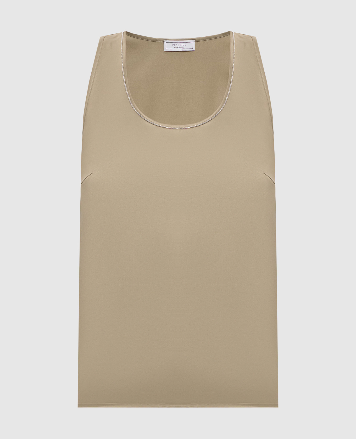 

Khaki top with monil chain Peserico