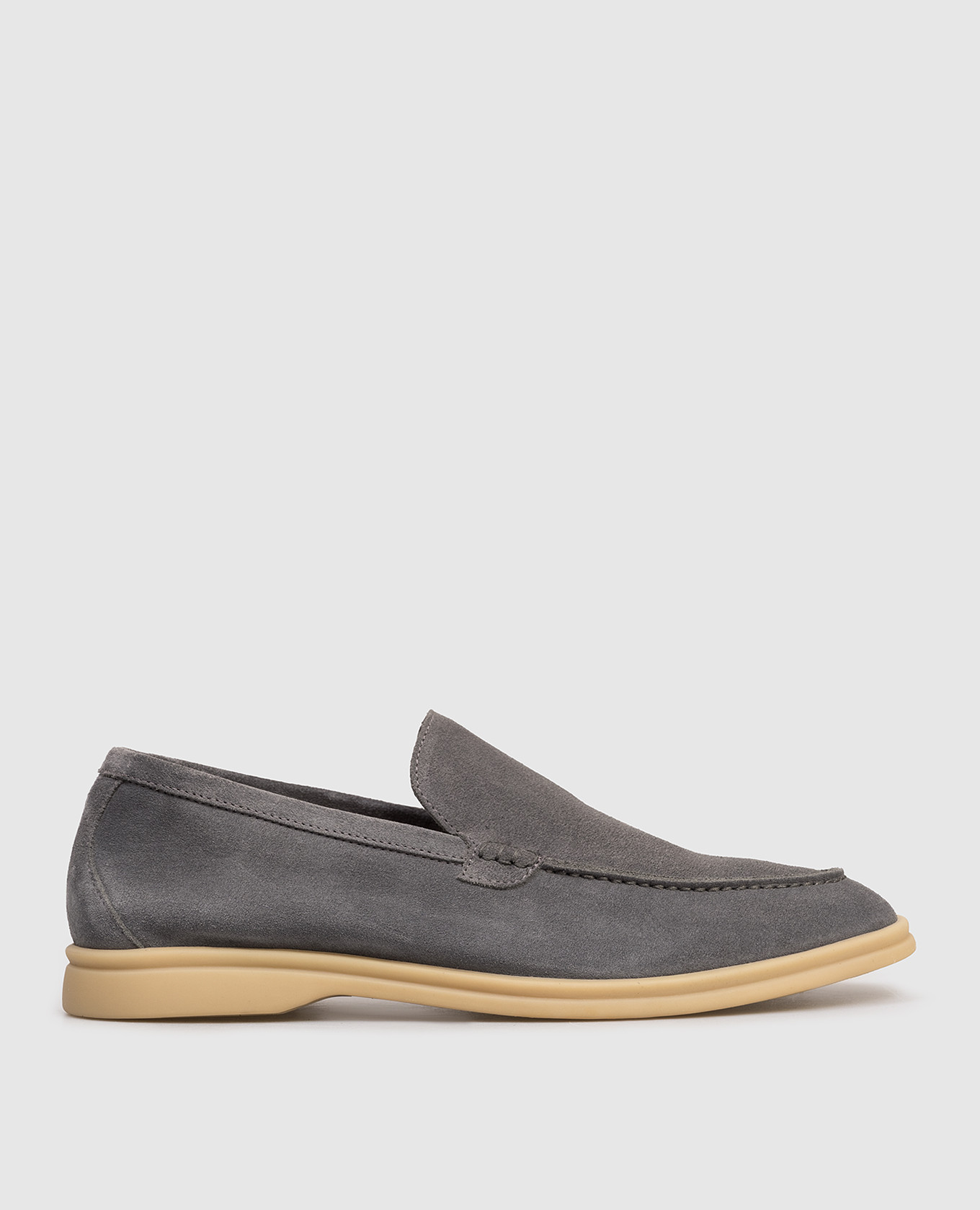 Gray suede loafers
