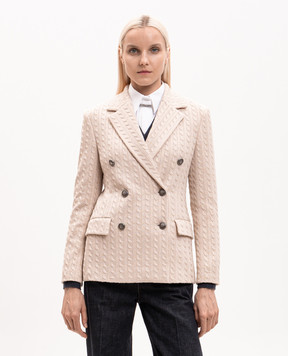 Brunello Cucinelli Beige double-breasted jacket with lurex M0AZT7493P