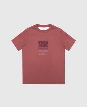 Brunello Cucinelli Children's burgundy T-shirt with branded print B0B13T179A