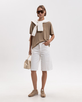 Toteme White denim shorts with logo patch 263WRB0382FB0083