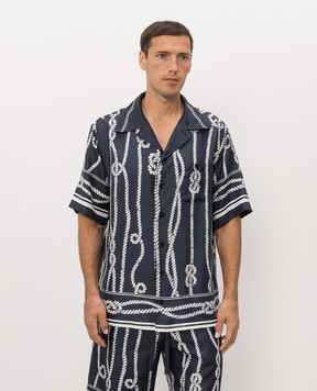 Dolce&Gabbana Blue printed silk shirt G5JH9THI143
