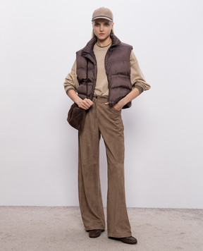 Brunello Cucinelli Brown long sleeve with monil chain MPT18B0107