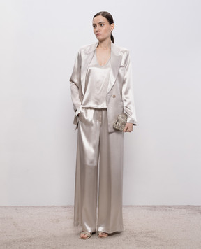 Peserico Beige double-breasted jacket with belt E01220A01514