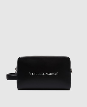 Off-White Black leather toiletry bag with print OMNS028C99LEA001