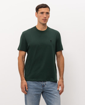 Ami Paris Green T-shirt with embroidered emblem HTS346724