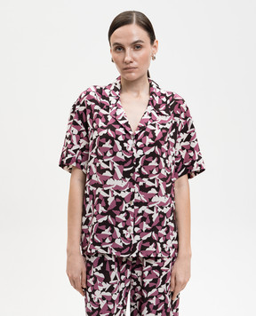 Asceno Pink printed silk blouse T022F58C505