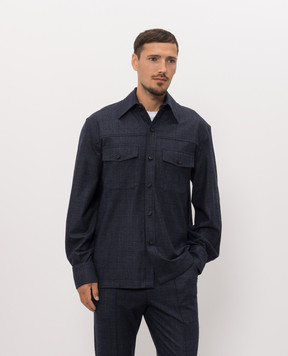 ISAIA Blue wool check shirt OSH01799627