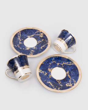 Stefano Ricci Set of porcelain coffee cups and saucers OTC002LAPIS24pz