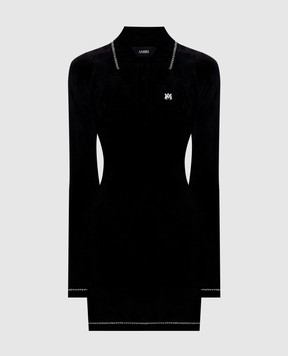 AMIRI Black mini dress with monogram embroidery AW426CA002