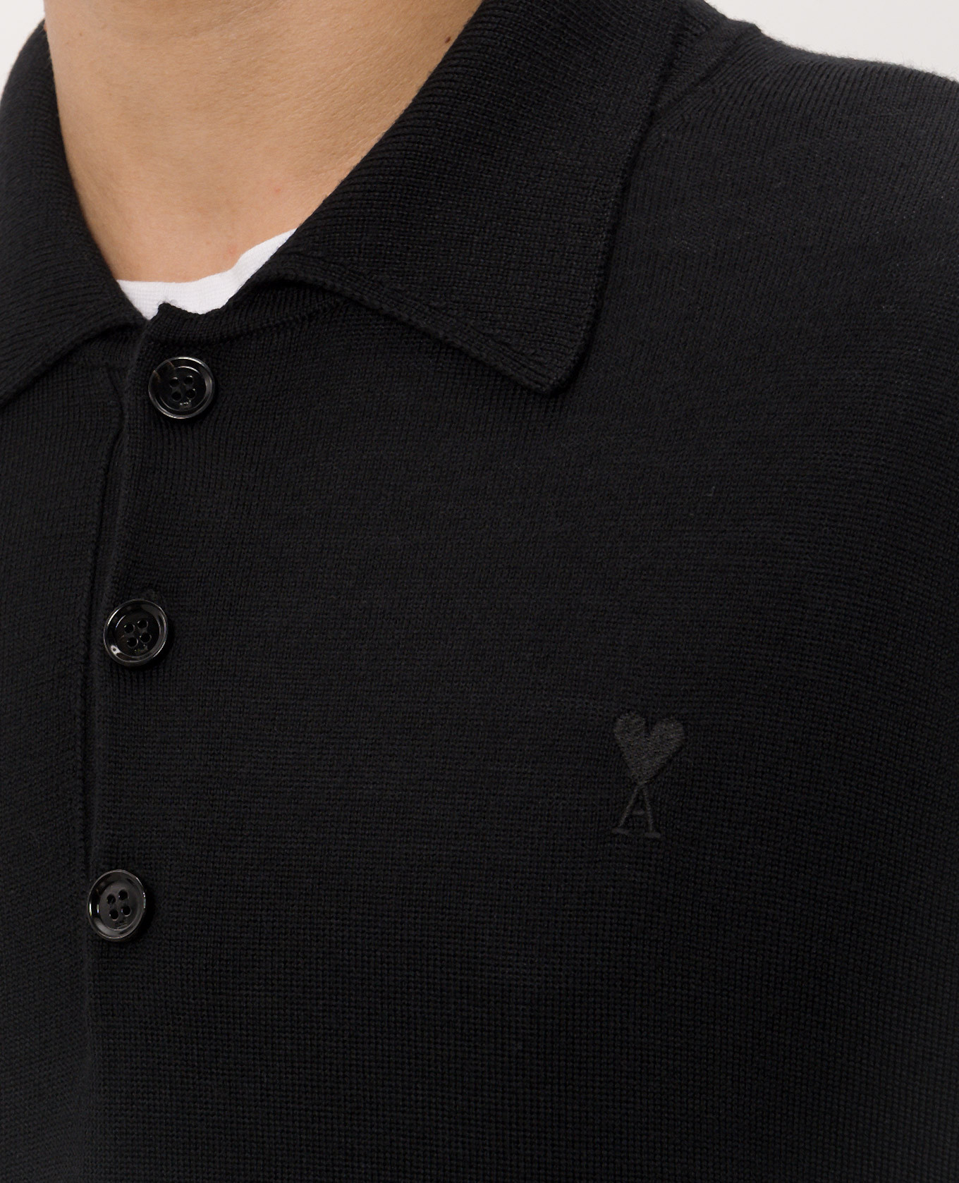 Black wool polo shirt Ami Paris 5