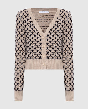 Max Mara Beige MXMMASTRO cardigan made of wool and cashmere with a pattern MXMMASTRO