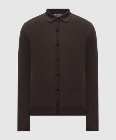 Brown wool and silk cardigan