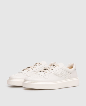 Doucal's Grey leather sneakers with weaving DU3261HAXEUY217