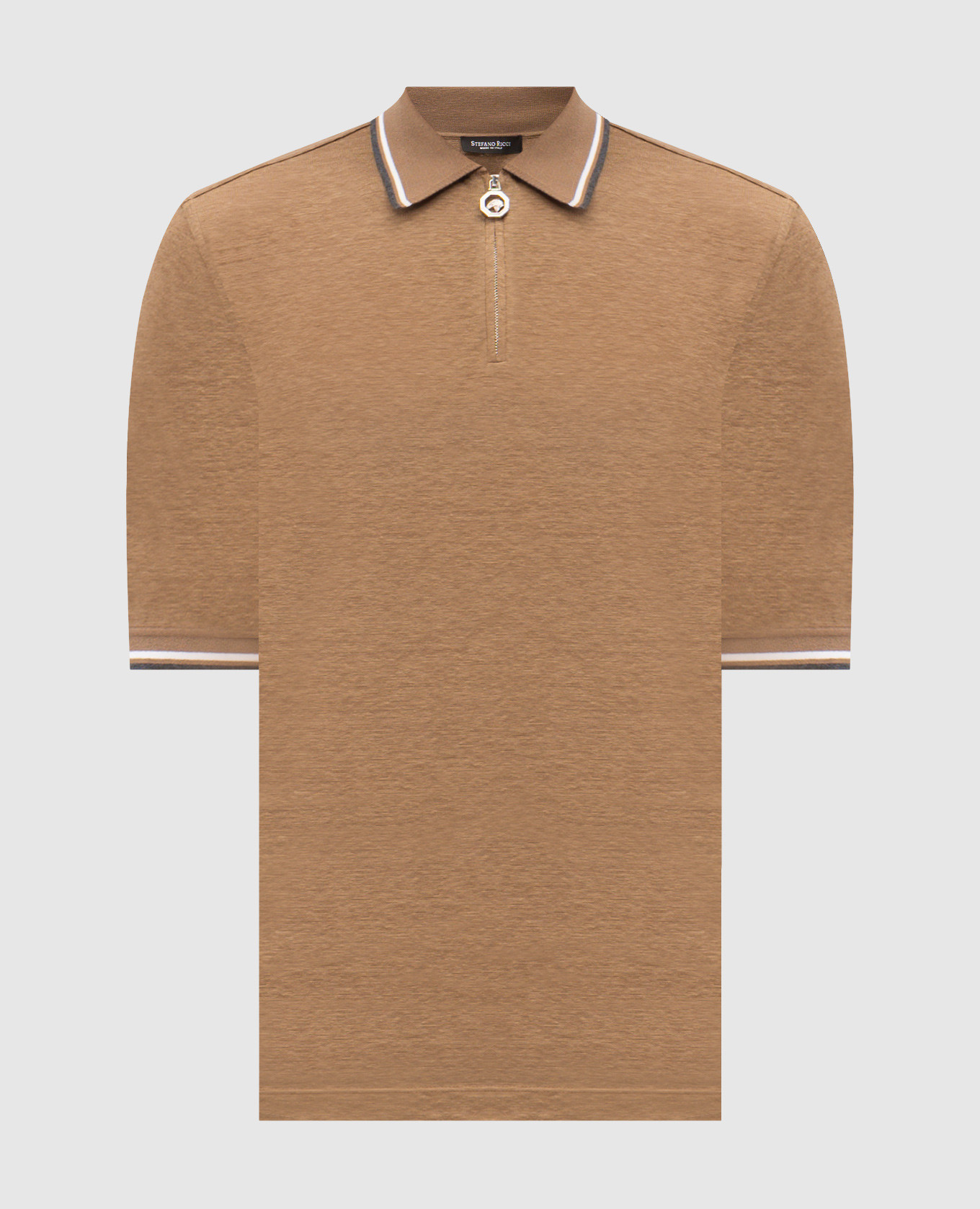 

Brown linen polo shirt Stefano Ricci